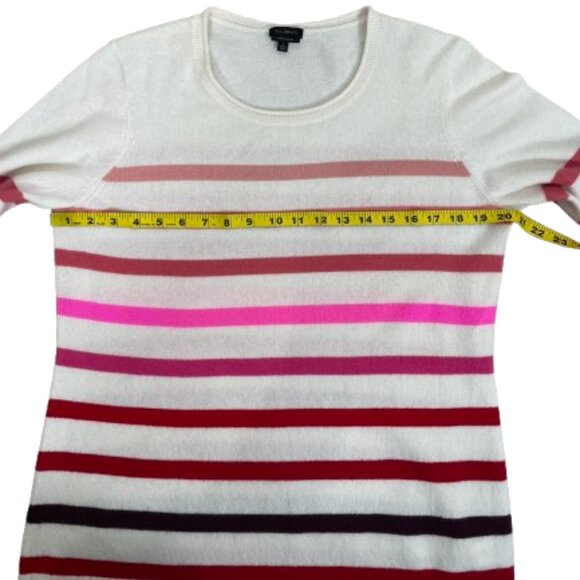 TALBOTS 100% Cashmere Crewneck Striped Pullover Sweater Size L Ivory - Picture 7 of 9